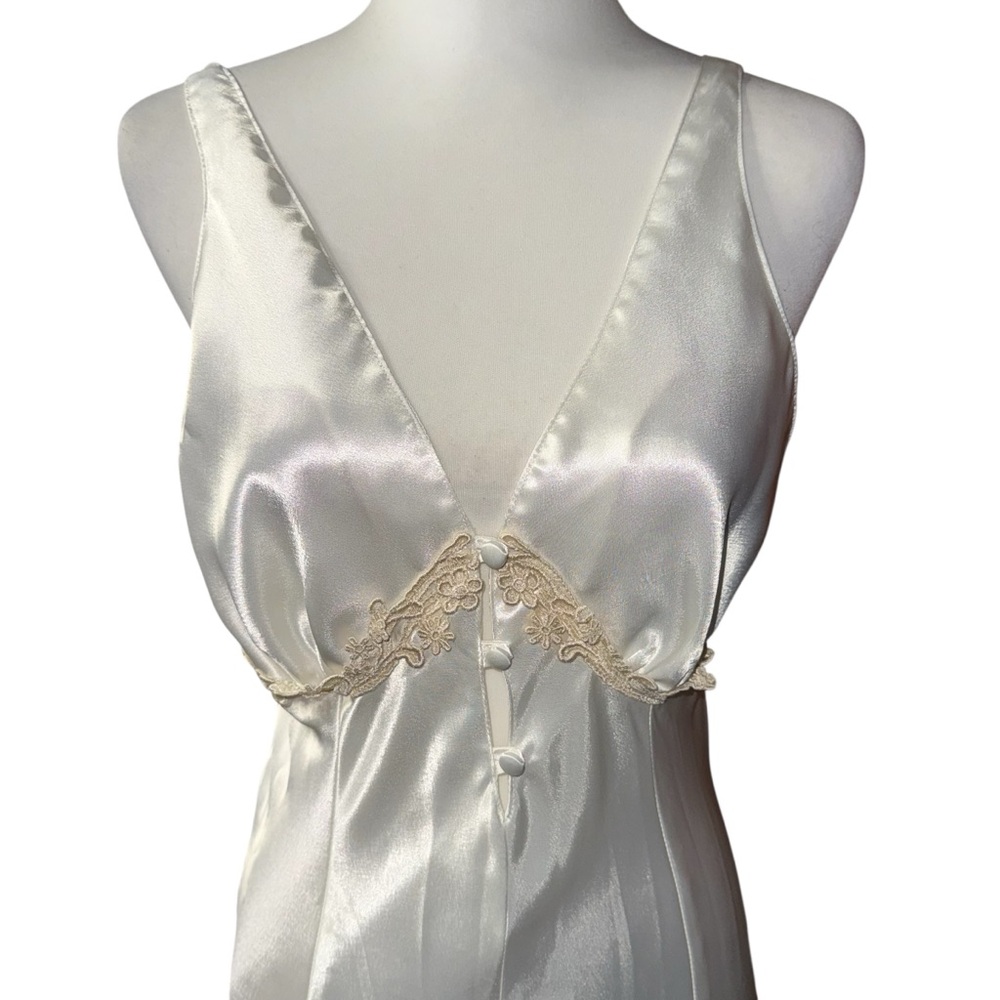 Vintage Dentelle robe and slip dress nightgown set 2 pc sheer lace bridal S/M - Picture 11 of 16